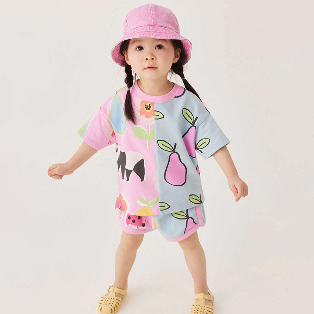 Baby Girl Fruit Pattern Colorblock Design Summer Clothing Sets