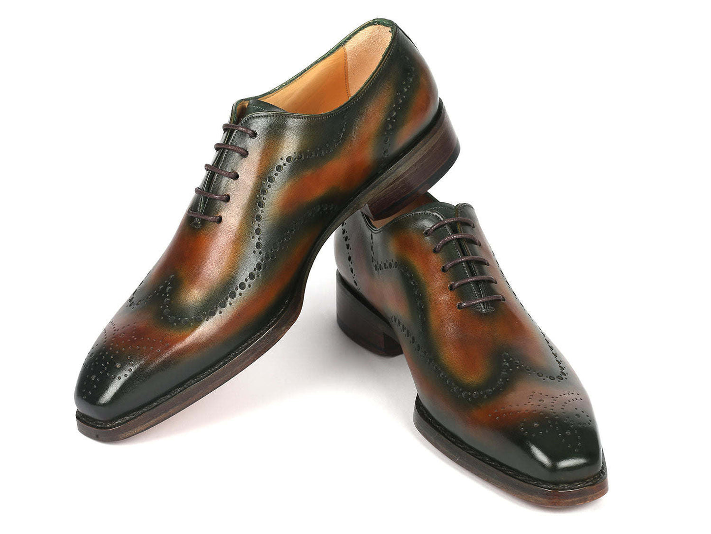 Paul Parkman Goodyear Welted Men's Brown & Green Oxford Shoes