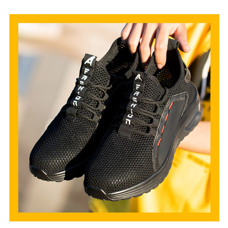 Spring Summer Autumn Men Women Work Protection Safety Shoe Air Cushion Big Mesh Fly Woven Breathable Anti-smashing Anti-piercing