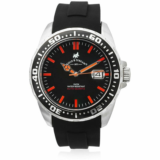 Field & Stream Mens Kinetic Automatic Quartz Black Band 100M Sport Divers Watch