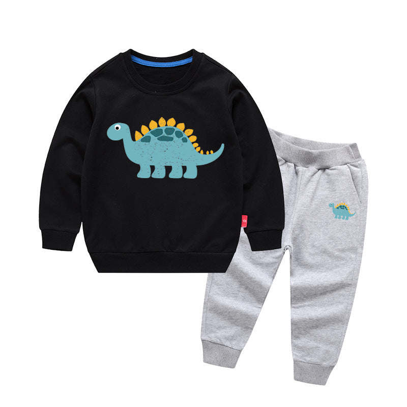 Baby Boy Cartoon Dinosaur Pattern Hoodie Combo Casual Pants Sport Style Sets