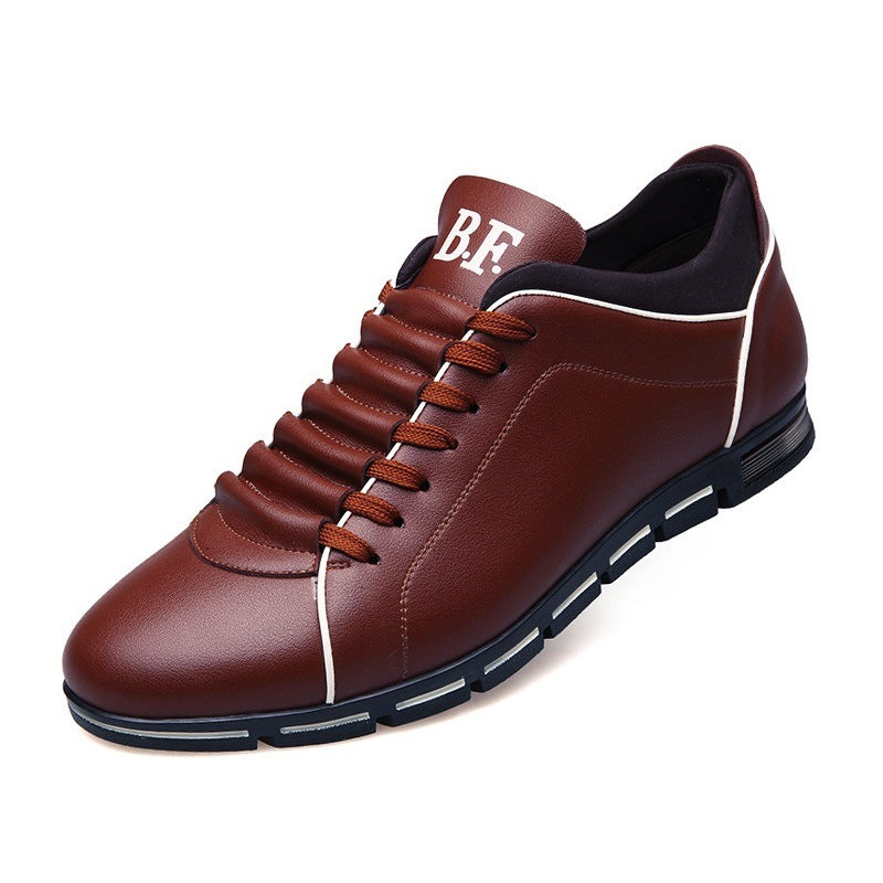 Spring Autumn New Men Shoes Casual Sneakers Fashion Solid Leather Shoes Formal Business Sport Flat Round Toe Light Breathable