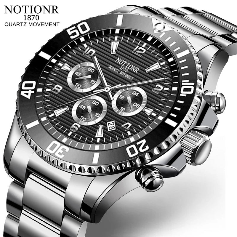 Fashion Mens Watches for Men Sports Waterproof Stainless Steel Quartz Wristwatch Man Business Watch Luminous Clock montre homme