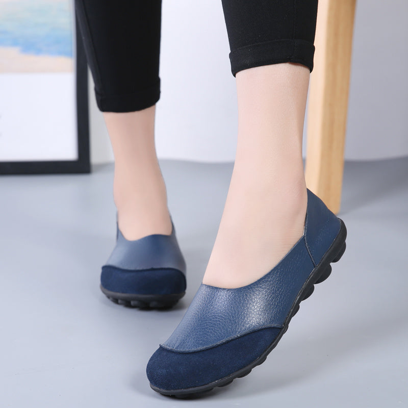 Genuine Leather Ladies Flats Shoes Woman Slip On Loafers Female Lightweight Moccasins Shoes Luxury Women Shoes Plus Size 35-44