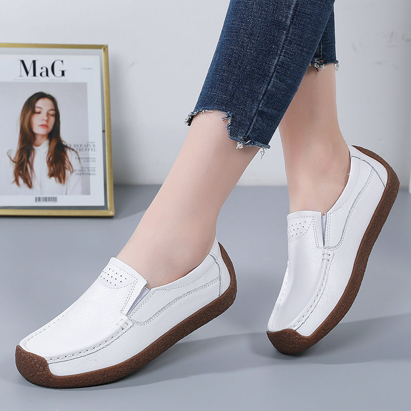 Genuine Leather Women's Casual Shoes Leisure Sneakers Women Luxury Brand Slip-on Loafers Female Soft Moccasins Zapatos De Mujer