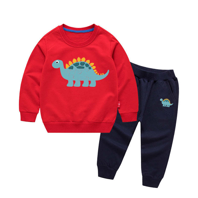 Baby Boy Cartoon Dinosaur Pattern Hoodie Combo Casual Pants Sport Style Sets