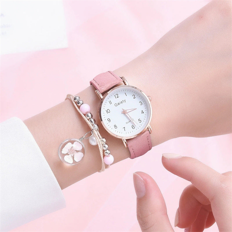 Luxury Women Quartz Watch Bracelet Set Girls Gift Fashion Watch Student Trendy with Bracelet for Womens