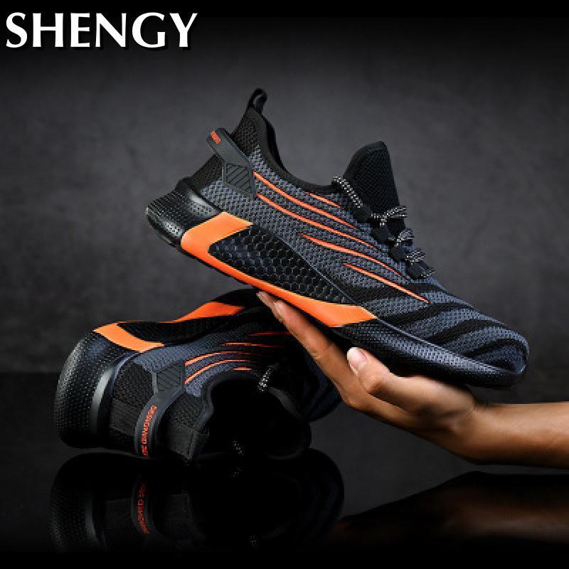 Mens Safety Work Shoes Anti Smashing Anti Puncture Mesh Breathable Shoes Men Non Slip Fashion Soft Male Steel Head Shoes