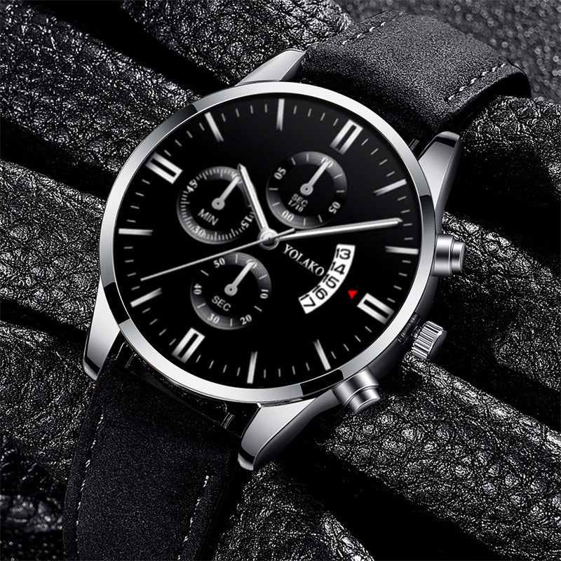 Fashion Mens Sports Watches Luxury Black Leather Quartz Wrist Watch Men Business Casual Watch relogio masculino