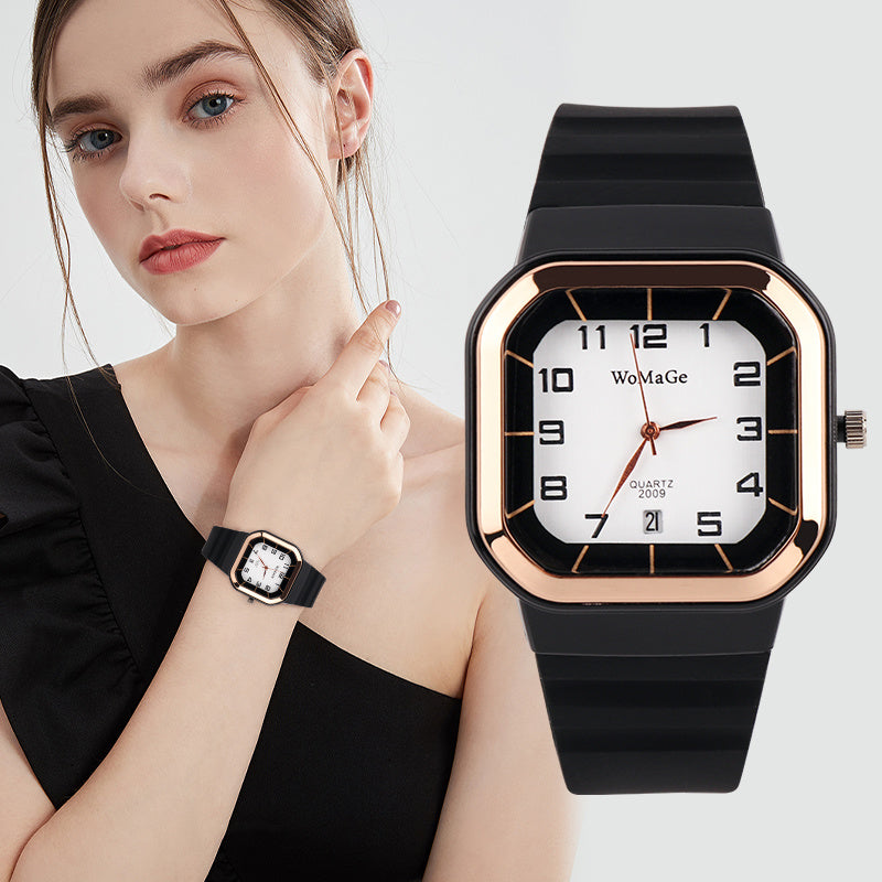 Womens Watch Simple Silicone Strap Womage Fashion Quartz Rectangle Dial Watches Ladies Casual Female Clock montre femme saati