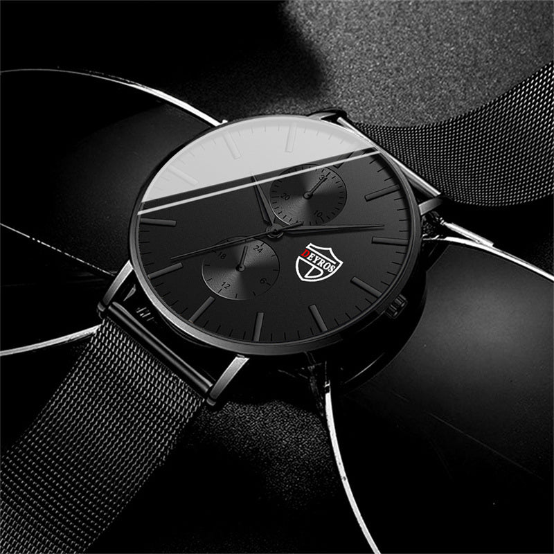 reloj hombre 2023 Mens Fashion Ultra-thin Watches Men Business Casual Stainless Steel Mesh Belt Quartz Watch