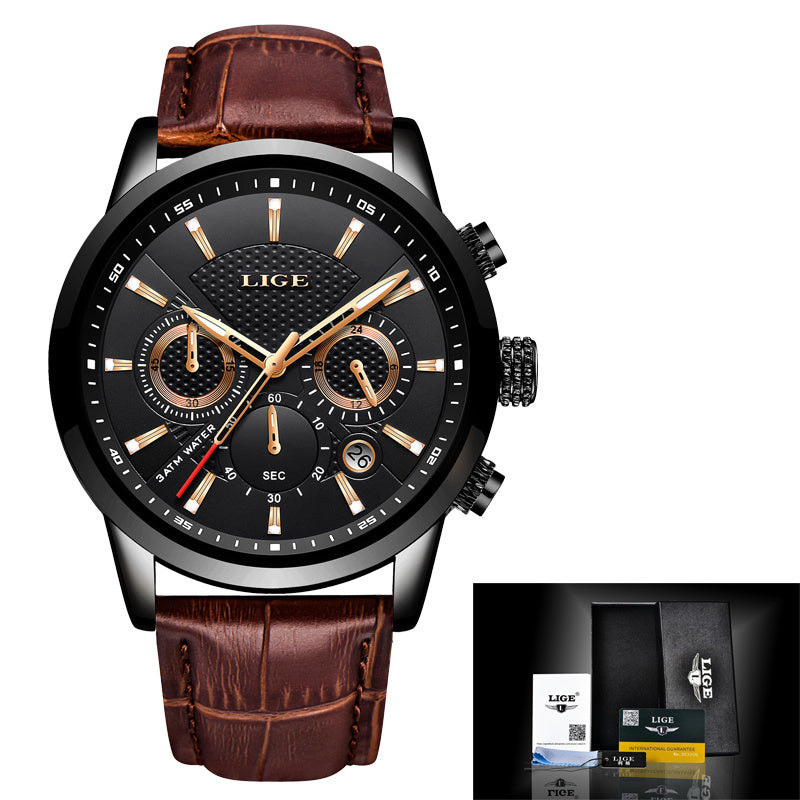 Watches Mens 2022 Top Brand Luxury Casual Leather Quartz Men's Watch Business Clock Male Sport Waterproof Date Chronograph