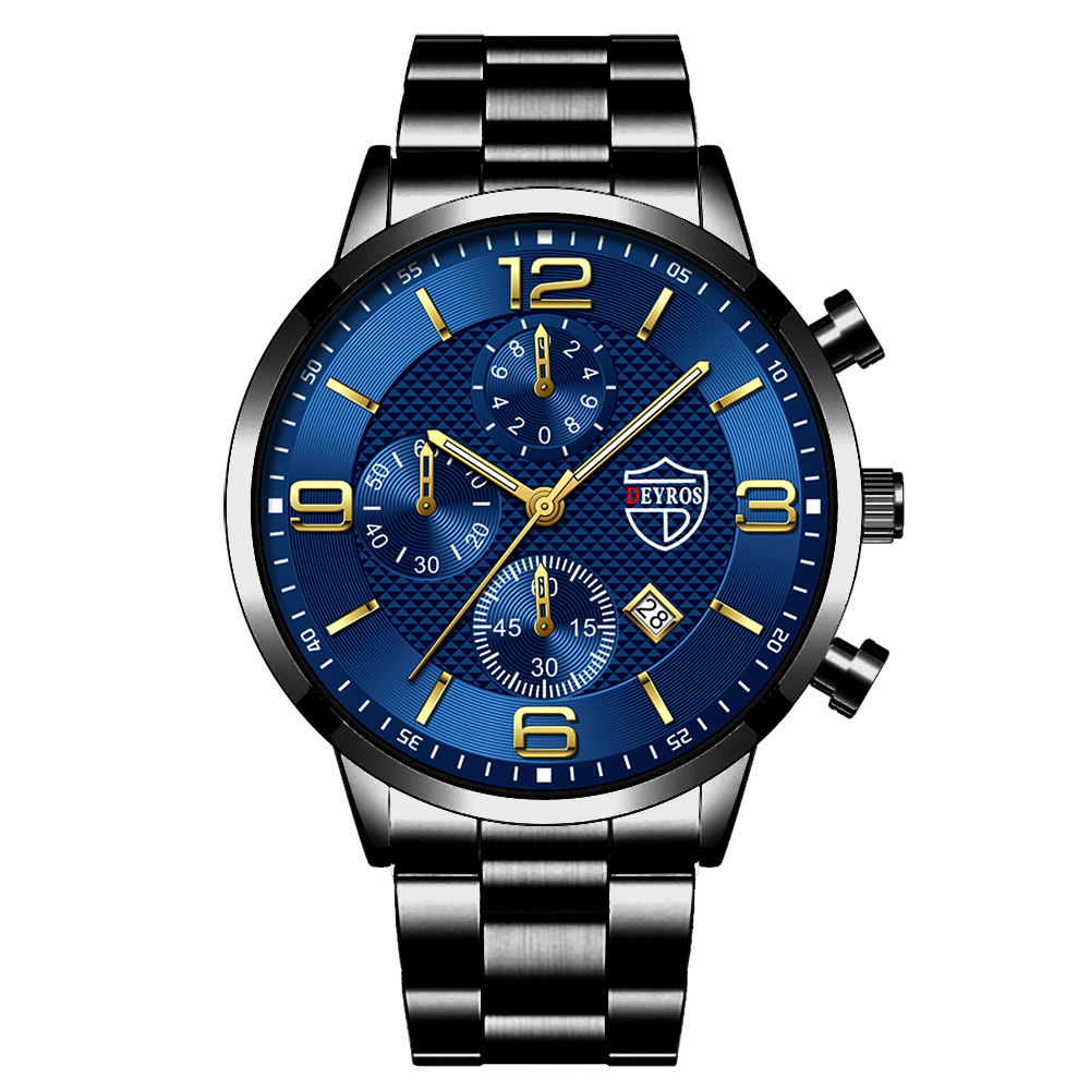 Luxury Mens Stainless Steel Watches Fashion Men Business Leather Quartz Watch Man Calendar Date Luminous Clock relogio masculino