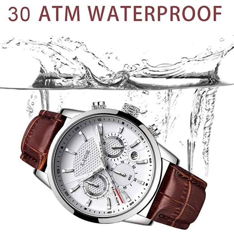 Watches Mens 2022 Top Brand Luxury Casual Leather Quartz Men's Watch Business Clock Male Sport Waterproof Date Chronograph