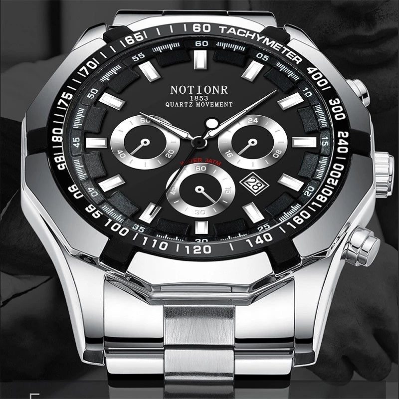 2023 Luxury Mens Sports Watches Fashion Men Business Stainless Steel Waterproof Quartz Wrist Watch Luminous Clock montre homme