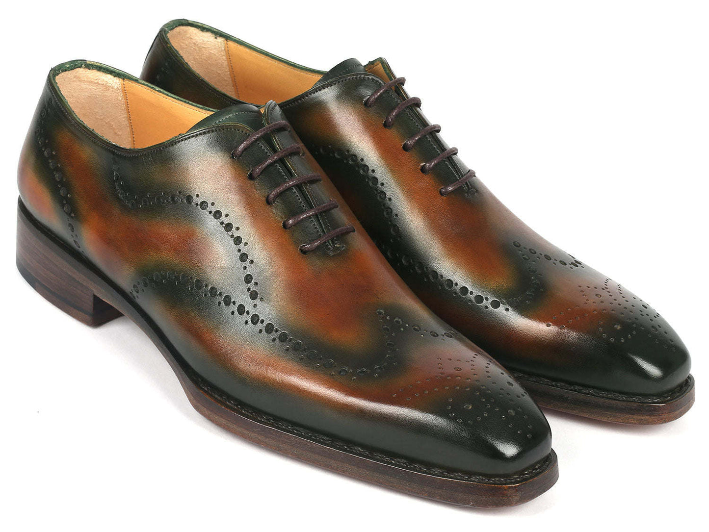 Paul Parkman Goodyear Welted Men's Brown & Green Oxford Shoes