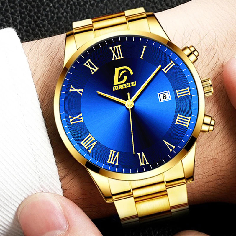 Fashion Mens Gold Stainless Steel Watches Luxury Minimalist Quartz Wrist Watch Men Business Casual Watch