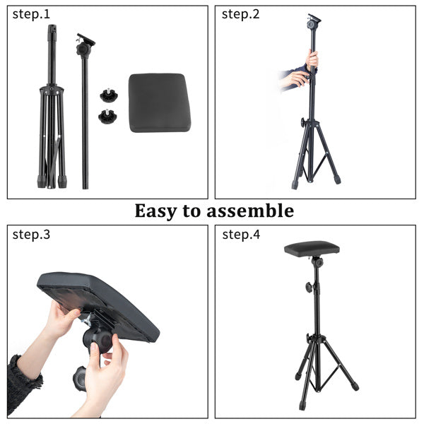 Tattoo Armrest Stand Tripod Foldable Tattoo Arm Leg Rest Stand Adjustable Height and Tilt Black Leather Pad