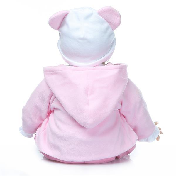 22" Beautiful Simulation Baby Girl Reborn Baby Doll in Bear Dress