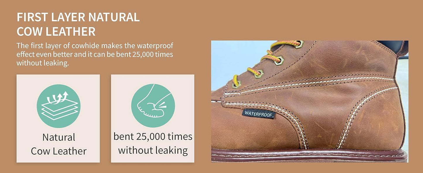 Womens Steel Toe Work Boots With 2 Insoles Waterproof Insulated Non Slip & Oil Resistant ASTM F2413