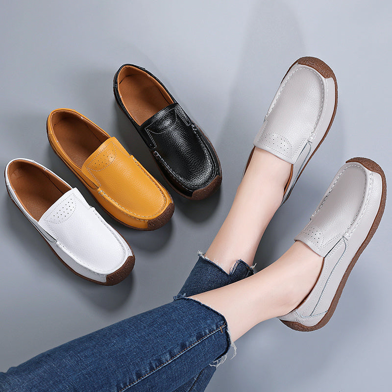 Genuine Leather Women's Casual Shoes Leisure Sneakers Women Luxury Brand Slip-on Loafers Female Soft Moccasins Zapatos De Mujer