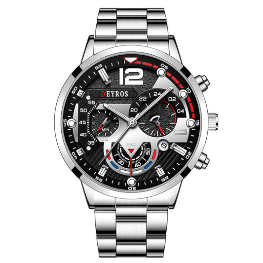 Men's Calendar Steel Band Quartz Sport Luminous Watch