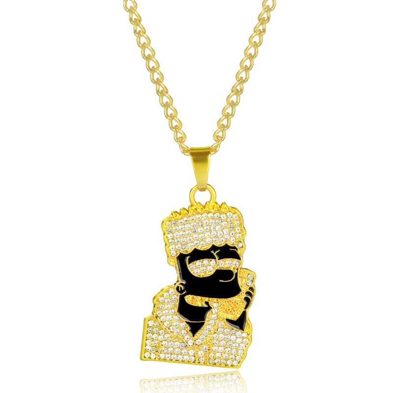 Punk Hip Hop Letter Full Rhinestone Pendant - style: K