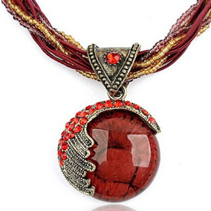 Fashion Simple Rice Beads Gem Necklace