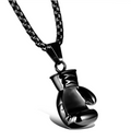 Color: Black male - Men and women lovers titanium steel fitness boxing gloves Pendant Necklace Jewelry.