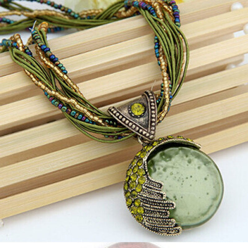Fashion Simple Rice Beads Gem Necklace