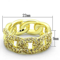 LO3215 - Gold Brass Ring with Top Grade Crystal  in Light Smoked