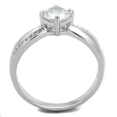 TS264 - Rhodium 925 Sterling Silver Ring with AAA Grade CZ  in Clear