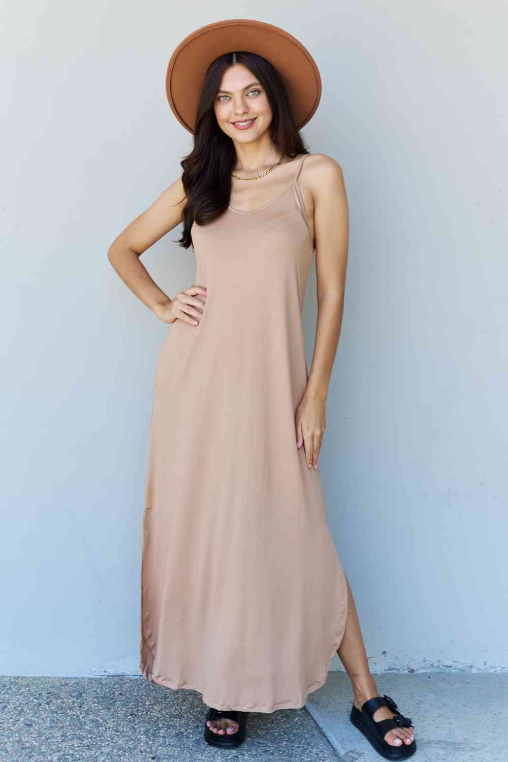 Ninexis Good Energy Full Size Cami Side Slit Maxi Dress