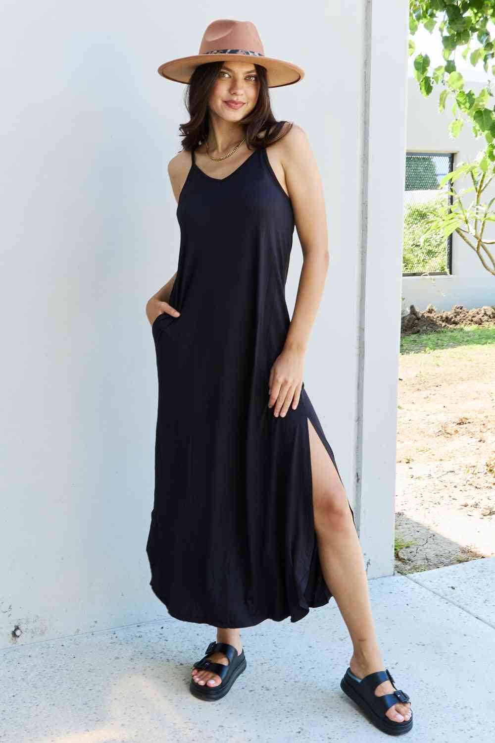 Ninexis Good Energy Full Size Cami Side Slit Maxi Dress