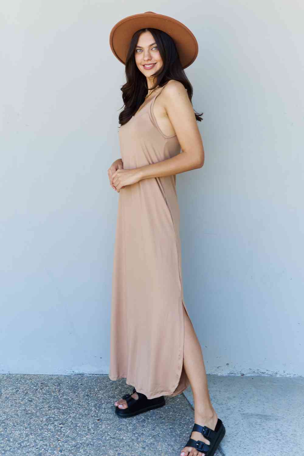 Ninexis Good Energy Full Size Cami Side Slit Maxi Dress