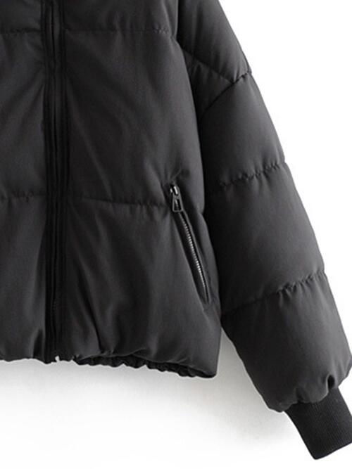 Zip Up Drawstring Winter Coat with Pockets