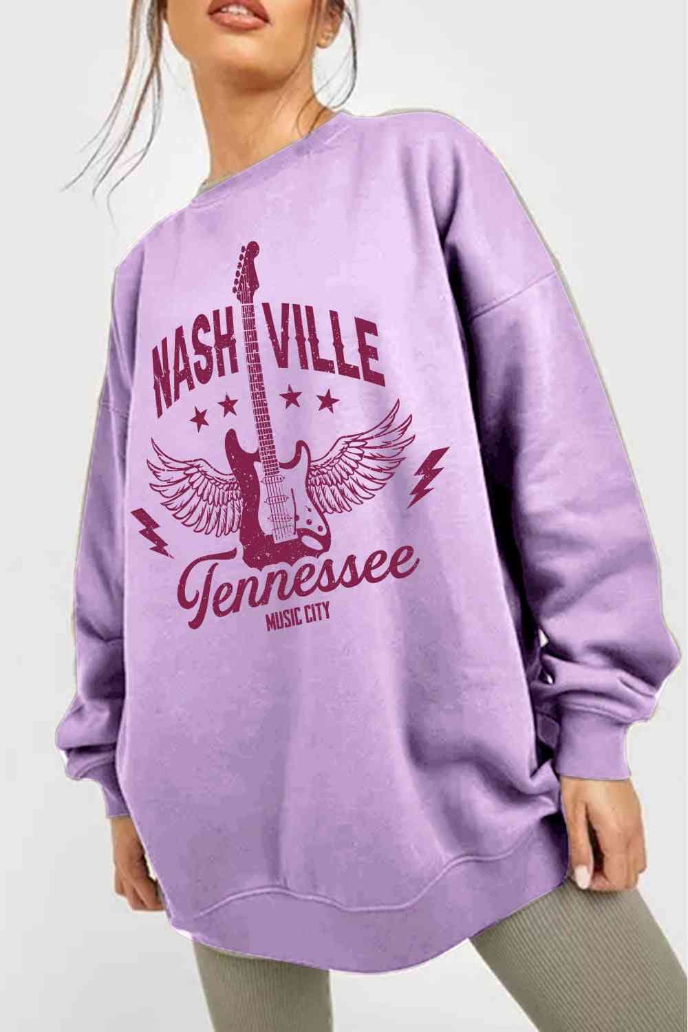 Simply Love Simply Love Full Size NASHVILLE TENNESSEE MUSIC CITY Graphic Sweatshirt