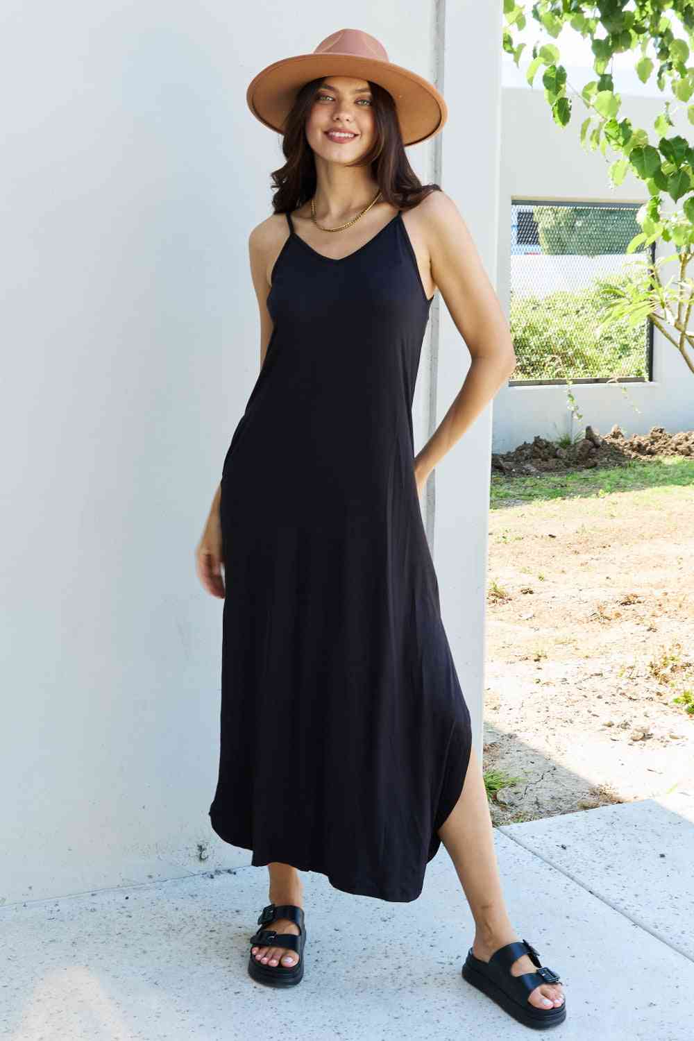 Ninexis Good Energy Full Size Cami Side Slit Maxi Dress