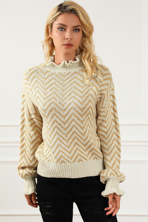 Mock Neck Drop Shoulder Sweater