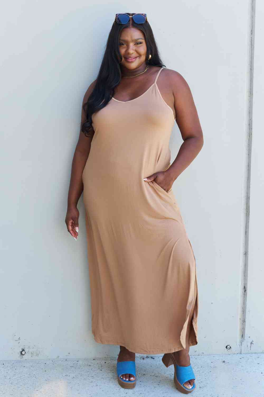 Ninexis Good Energy Full Size Cami Side Slit Maxi Dress