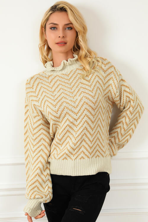 Mock Neck Drop Shoulder Sweater