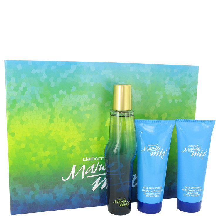 Mambo Mix by Liz Claiborne Gift Set -- 3.4 oz Eau De Cologne Spray + 3.4 oz After Shave Soother + 3.4 oz Shower Gel